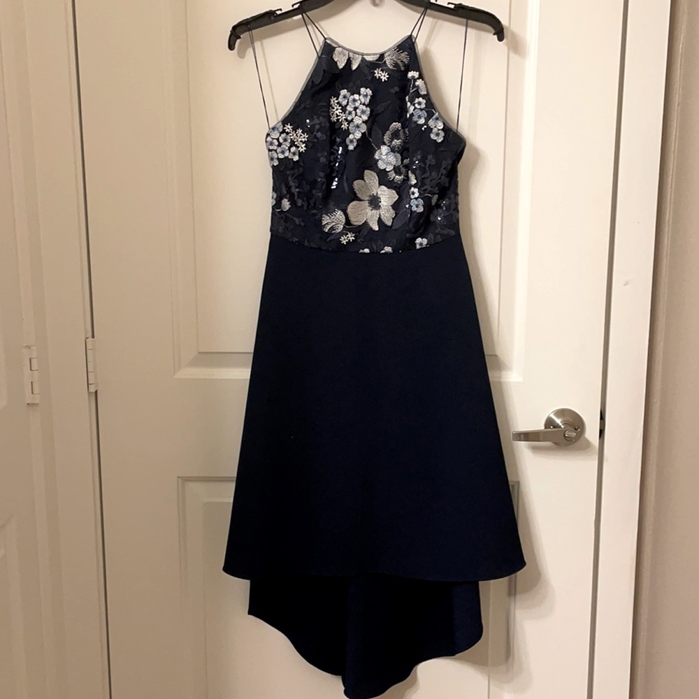 Knee-high navy blue dress